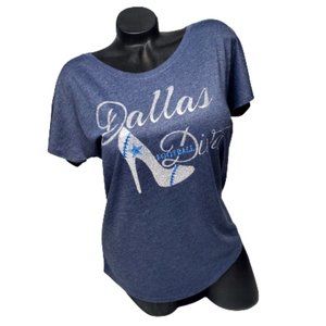 Dallas Football Diva Vintage Navy Triblend Dolman Tee with Shiny Lettering